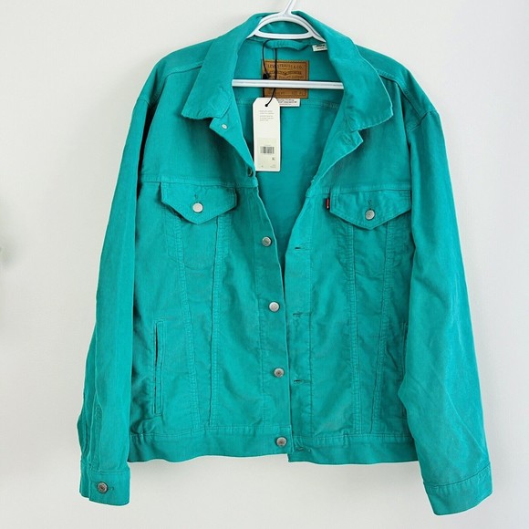 Levi's Other - *New* LEVI'S Premium Corduroy Size XL Vintage Fit Trucker Jacket Teal Green Blue